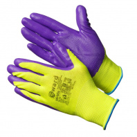 Gward Hi-Vis Перчатки ярко-зеленые нейлоновые с фиолетовым нитриловым покрытием Gward Hi-Vis Перчатки ярко-зеленые нейлоновые с фиолетовым нитриловым покрытием